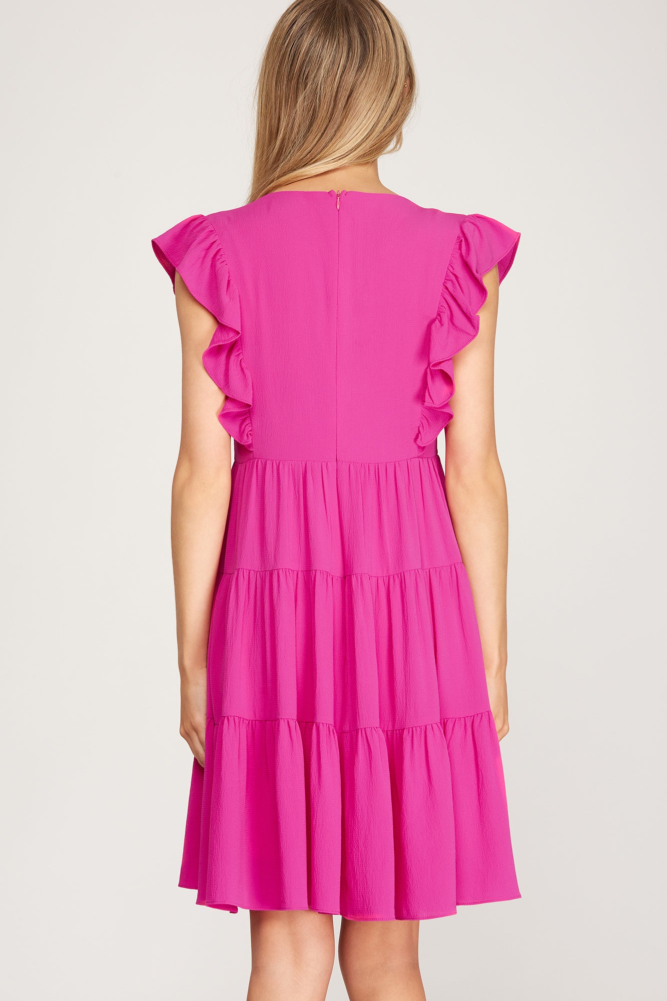 Magenta Ruffled Dress