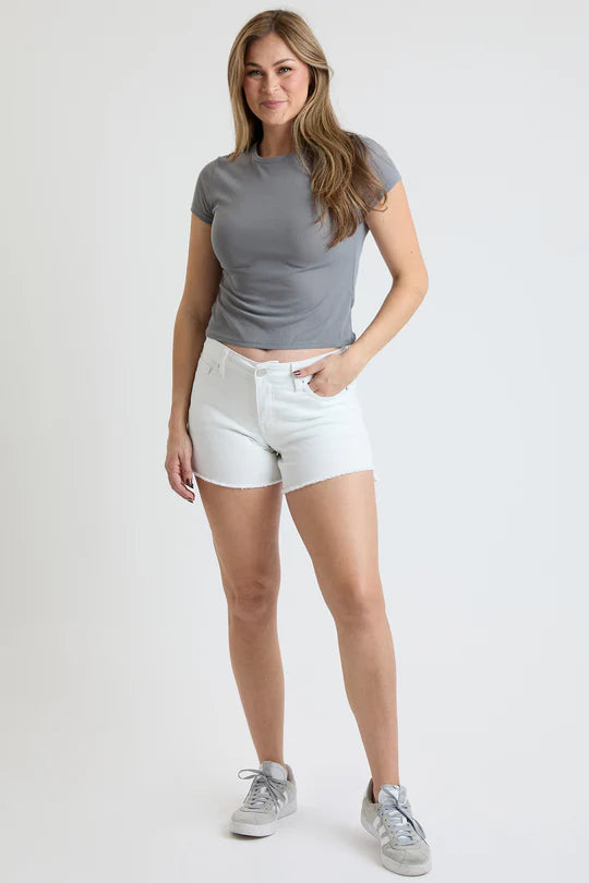 White Fray Hem Shorts