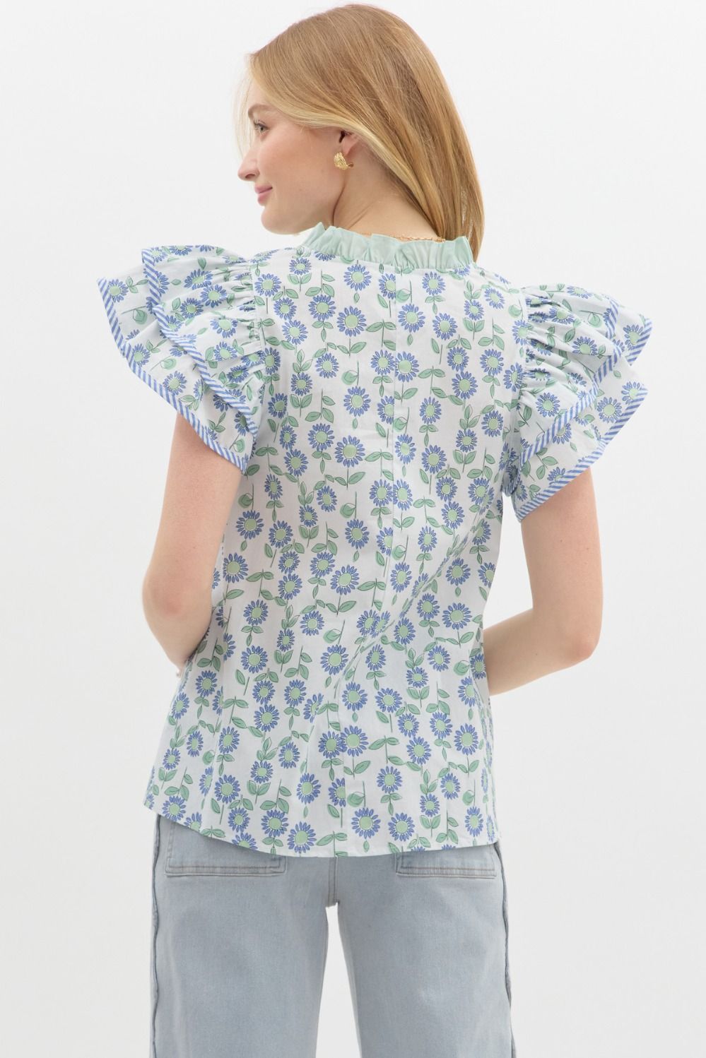 Mint & Blue Floral Top