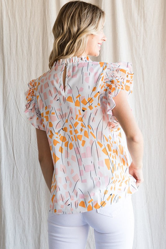Orange Abstract Top
