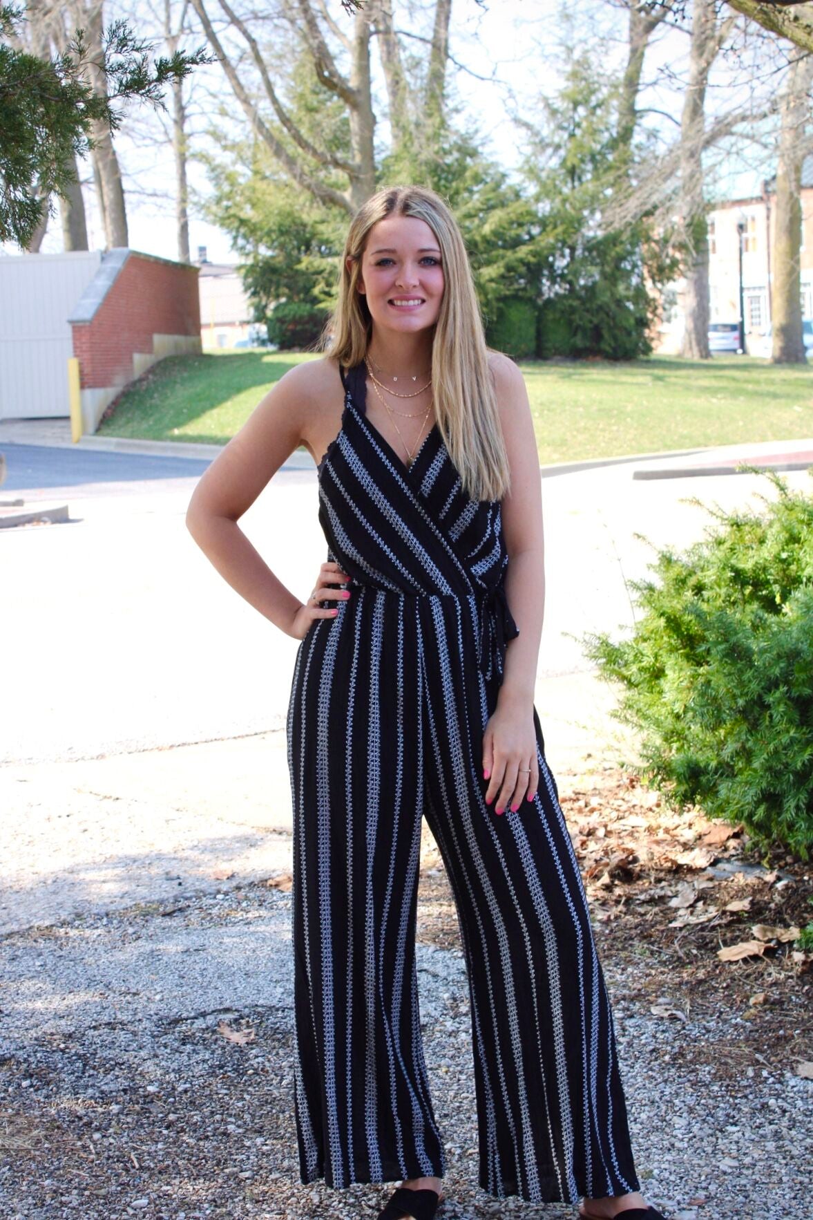 SHAREEF シャリーフ STRIPE JUMPSUIT Solid Side Stripe Jumpsuit - Jay Simone