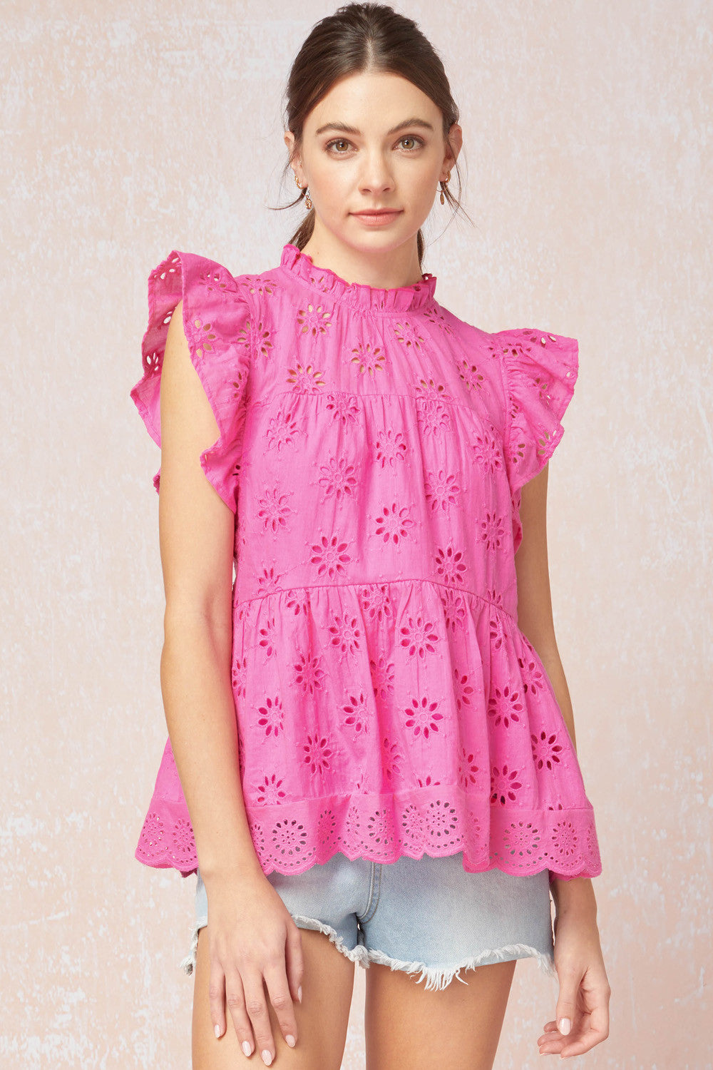 Pink Eyelet Top