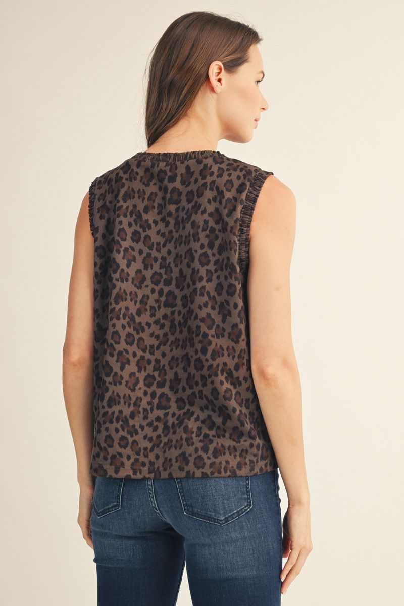 Faux Suede Leopard Tank