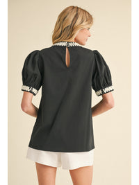 Black Swirl Trim Top