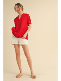 Red Puff Sleeve Top