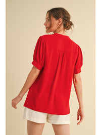 Red Puff Sleeve Top