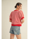 Red Stripe Puff Sleeve