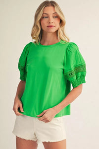 Green Puff Sleeve Top