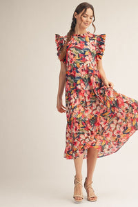 Multi Floral Tier Midi