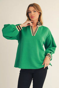 Green Color Rib Neck