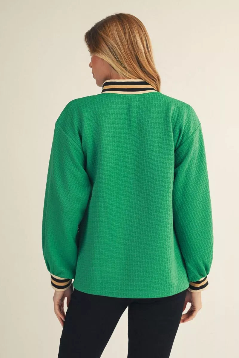 Green Color Rib Neck