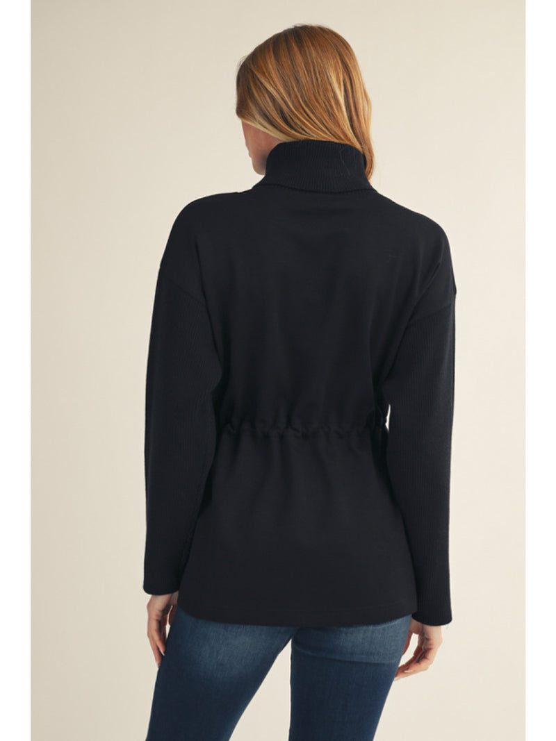 Black Drawstring Turtleneck