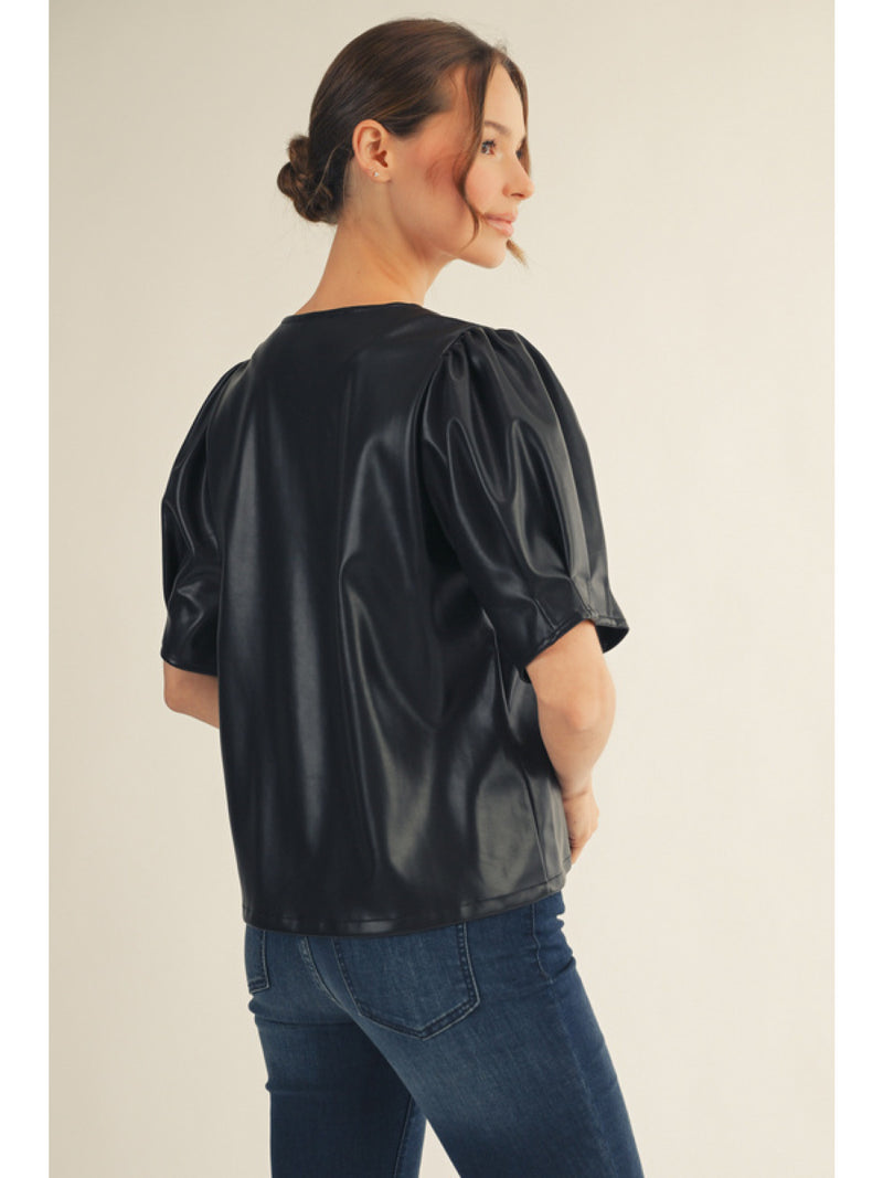 Black Pleather Top