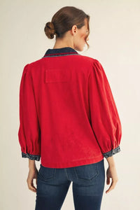 Red Denim Contrast Knit