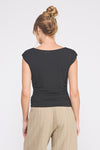 Black Sleeveless Ruched