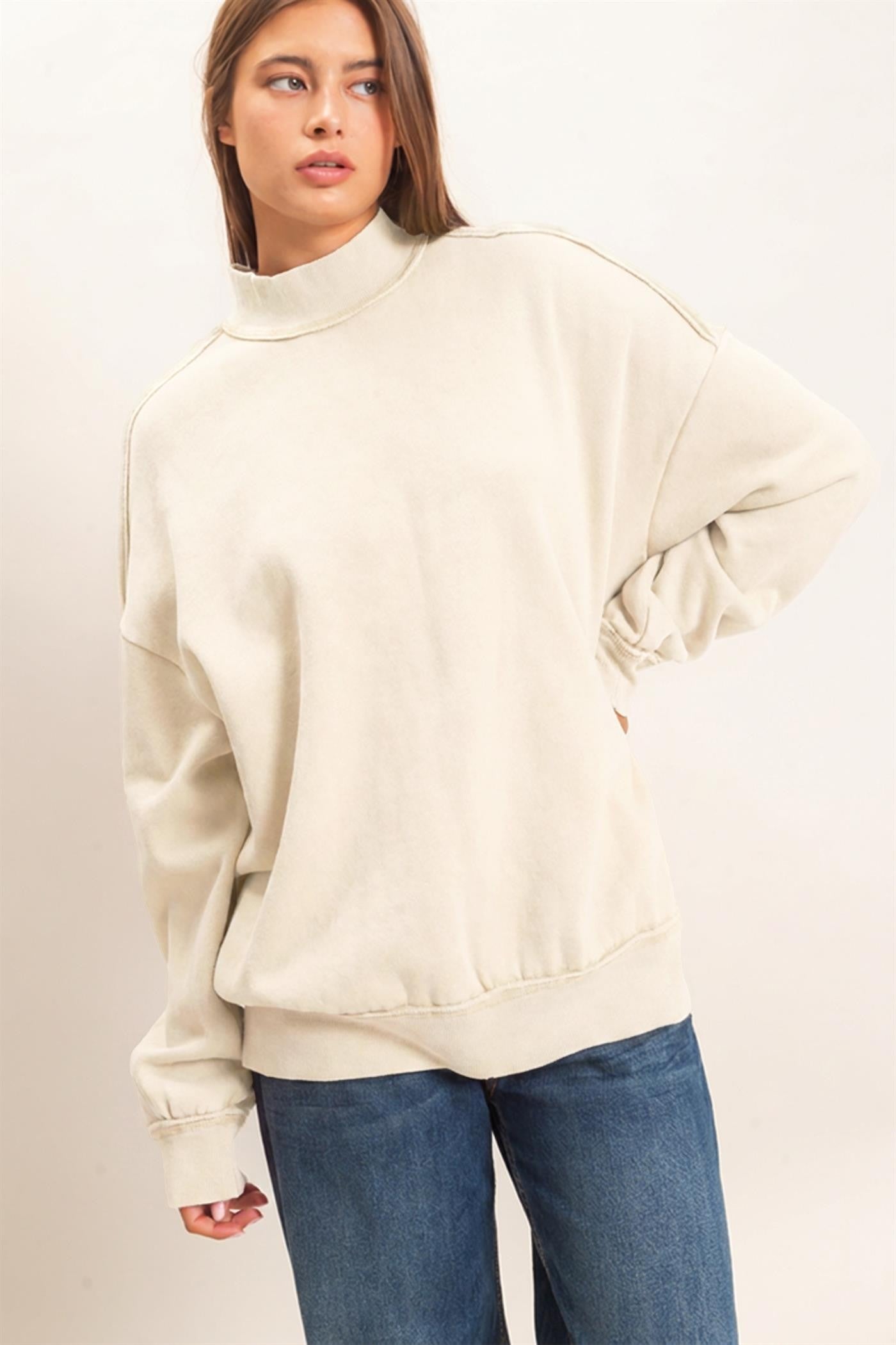 Acid Wash Mock Neck