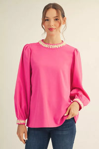 Pink Trim Accent Top