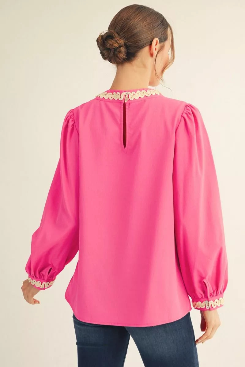 Pink Trim Accent Top