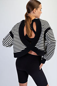 Black Stripe Open Back