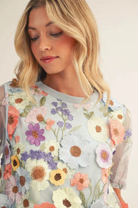Blue 3D Floral Mesh