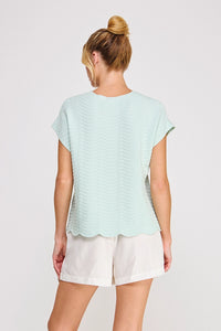 Light Aqua Scallop Sweater