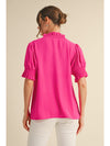 Hot Pink Frill V-Neck