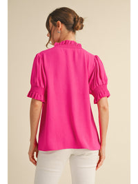 Hot Pink Frill V-Neck