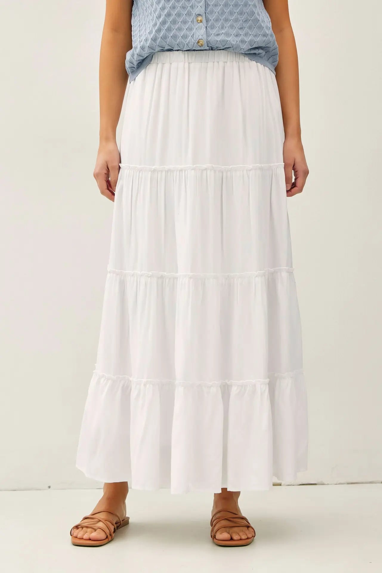 White Tiered Maxi Skirt