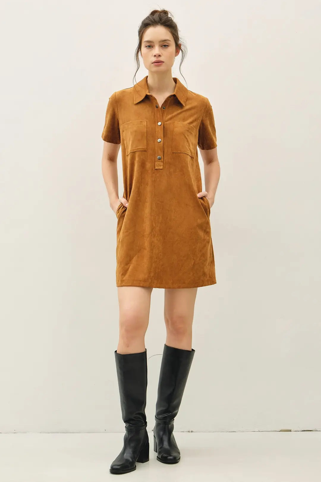 Camel Suede Mini Dress