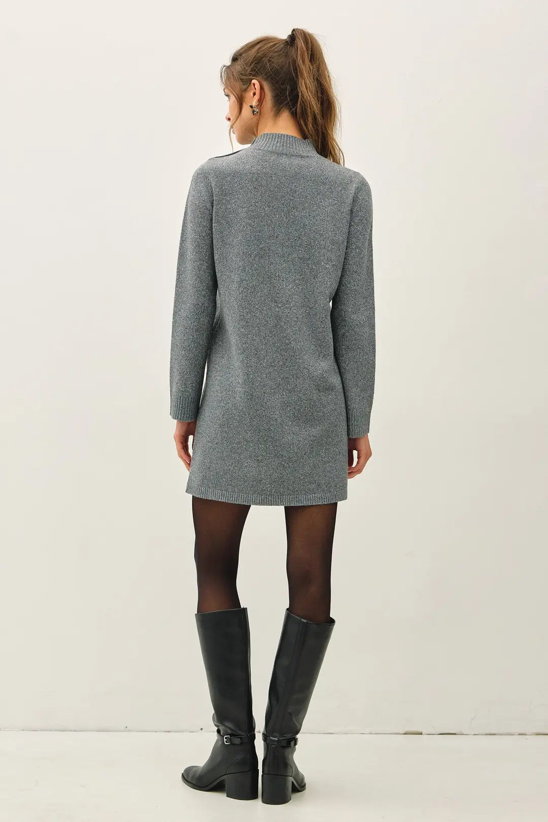 Charcoal Mock Sweater Dress