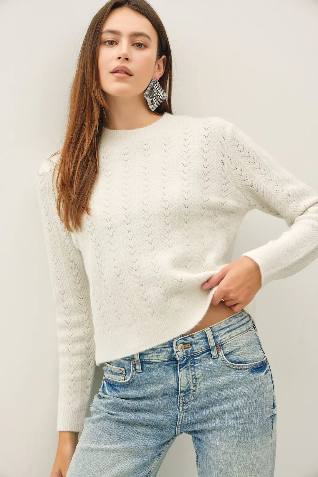 Glitter Pointelle Sweater