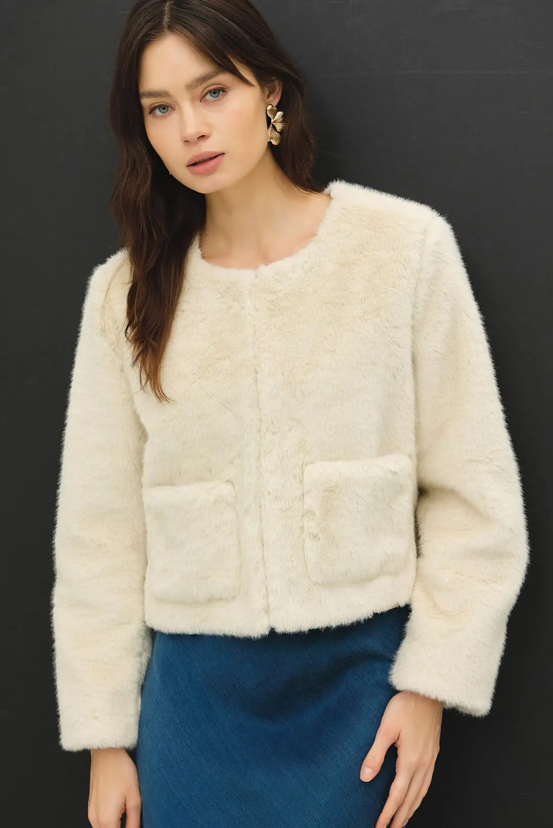Cream Faux Fur Jacket