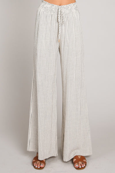 Natural Black Stripe Linen Pant