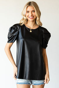 Black Faux Leather Top