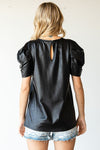 Black Faux Leather Top