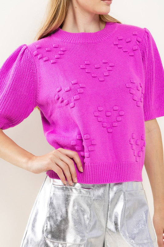 Heart Textured Sweater