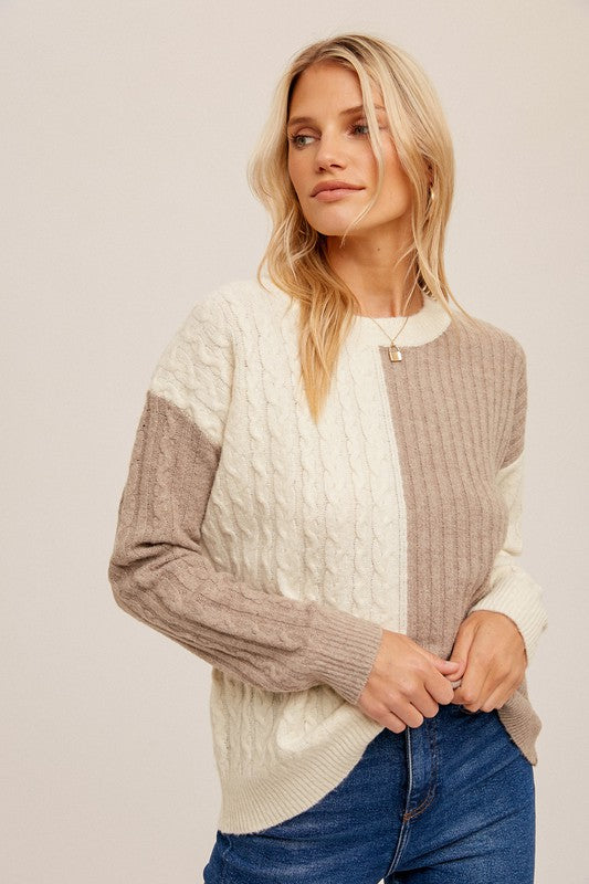 Cream Cable Ribbed Sweater