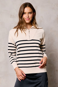 Striped Half Zip Sweater