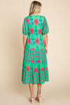 Green Print Midi Dress