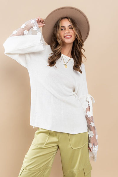 Ivory Flower Detail Sleeve