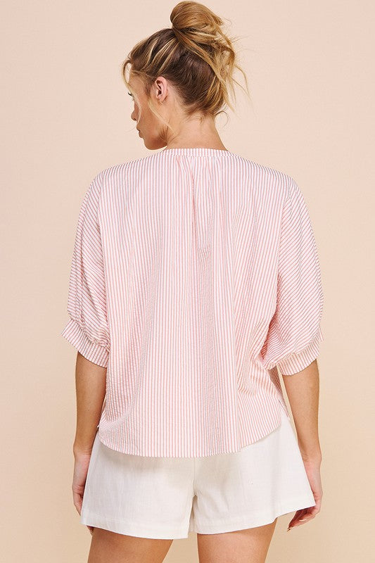 Pink Seersucker Dolman