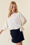 Cream Side Tie Blouse