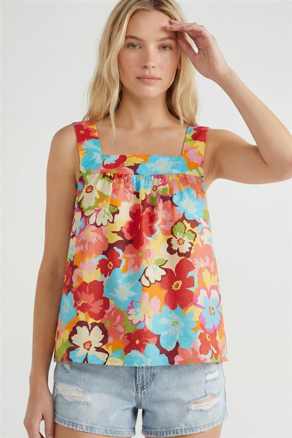 Orange Summer Floral Tank