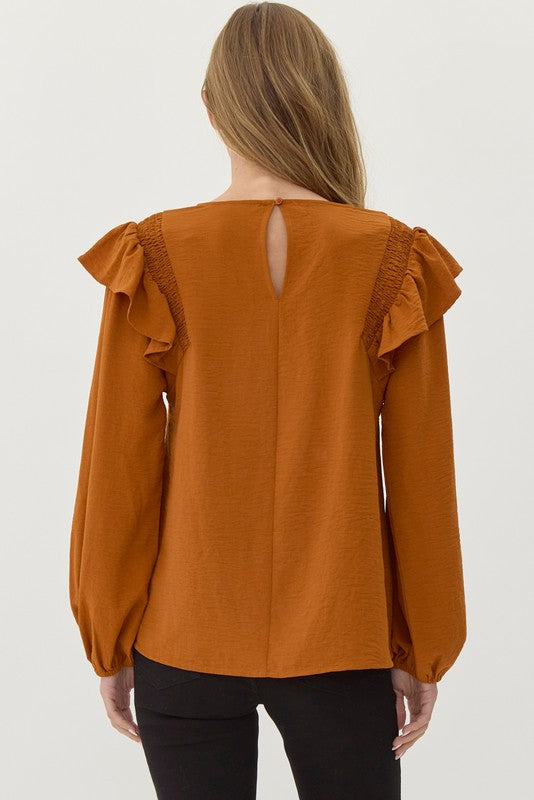 Toffee Ruffle Shoulder