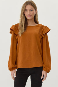 Toffee Ruffle Shoulder