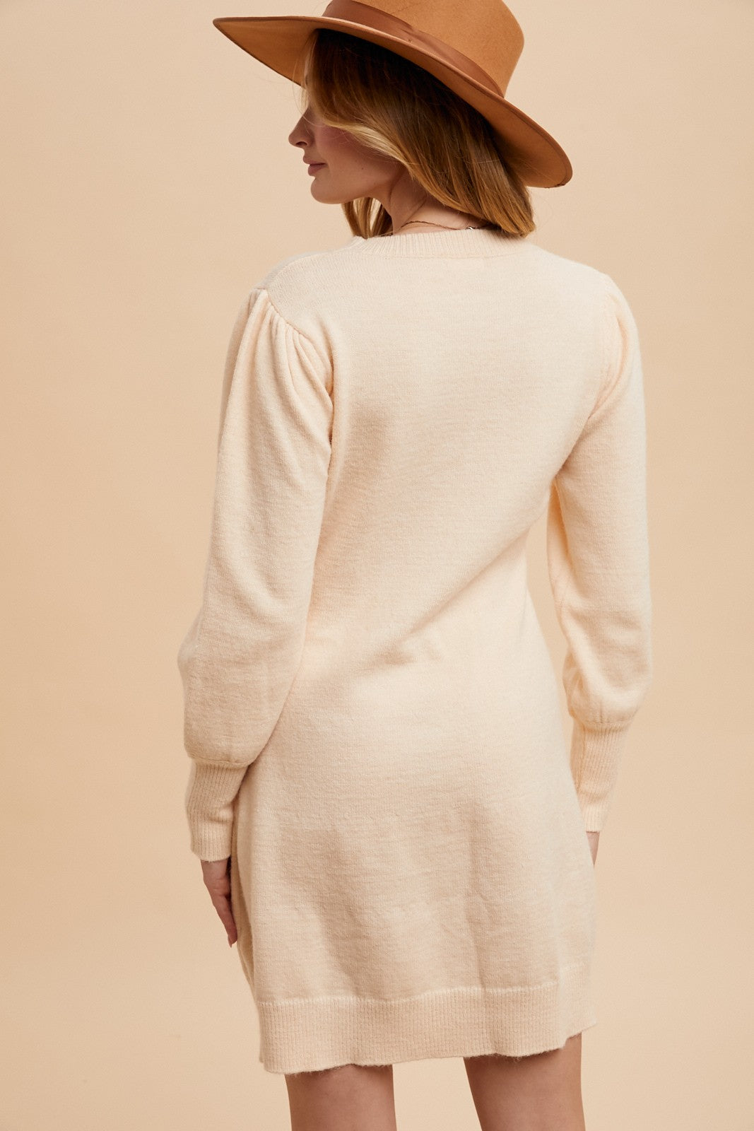 Cream Flare Sweater Dress