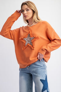 Rust Sequin Star Pullover