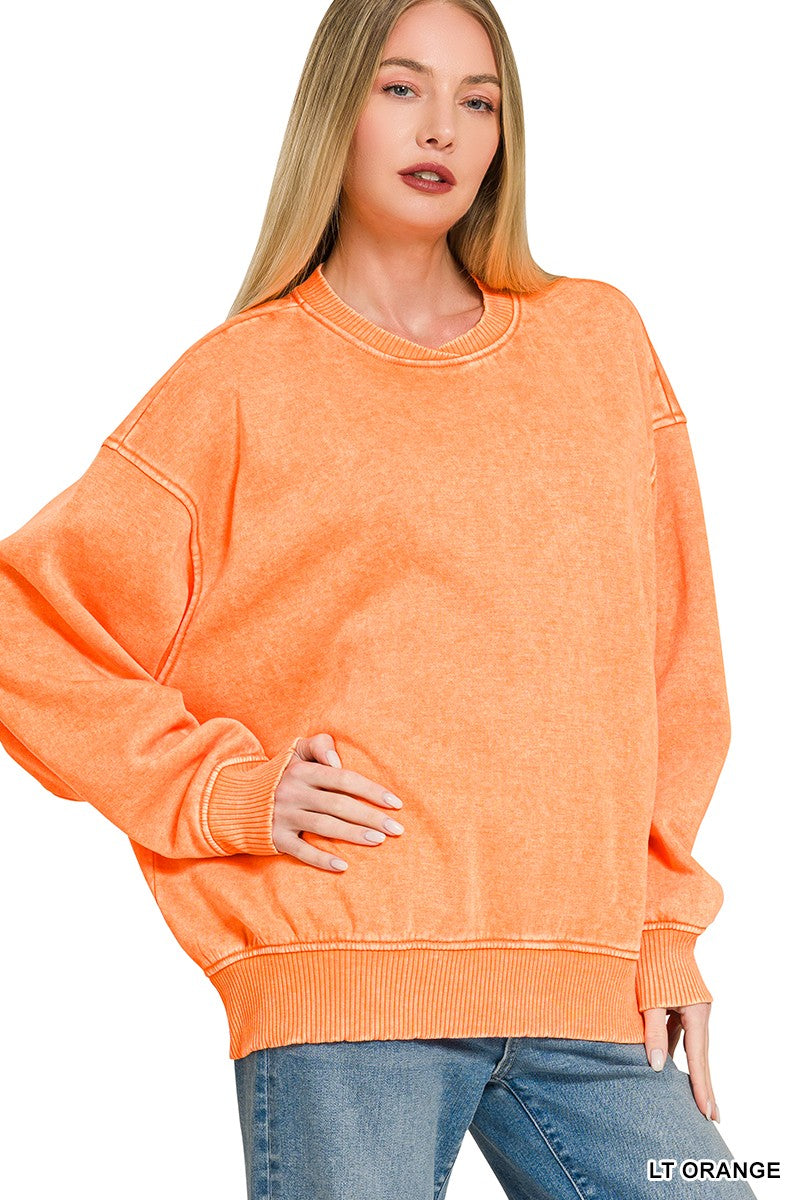 Orange Acid Wash Pullover