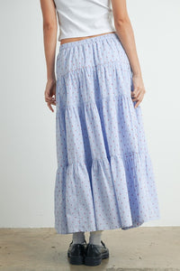 Blue & Red Dot Maxi Skirt