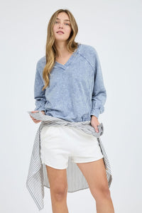 Blue Washed V-Neck